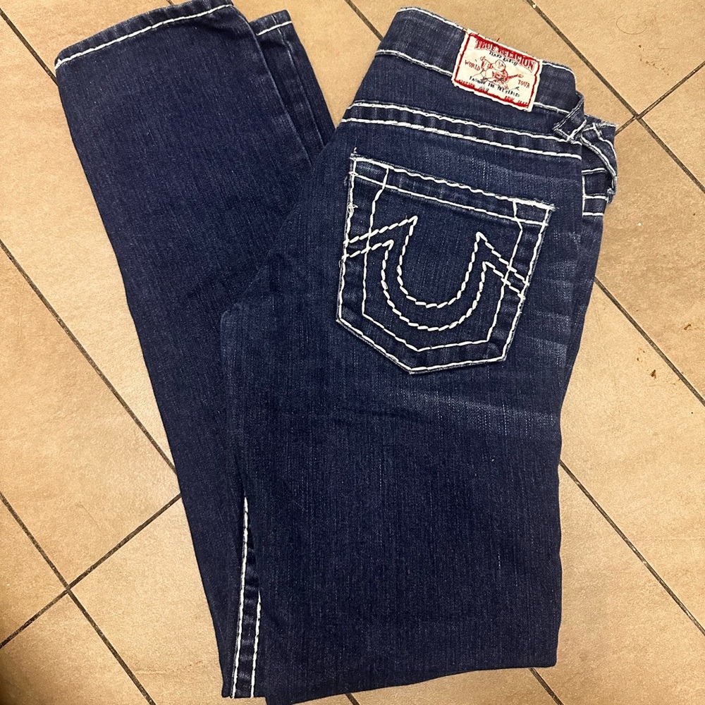 ⭐️ EUC Y2K JULIE TRUE RELIGIONS LOW-RISE SKINNY JEANS WITH WHITE SEAMS ⭐️